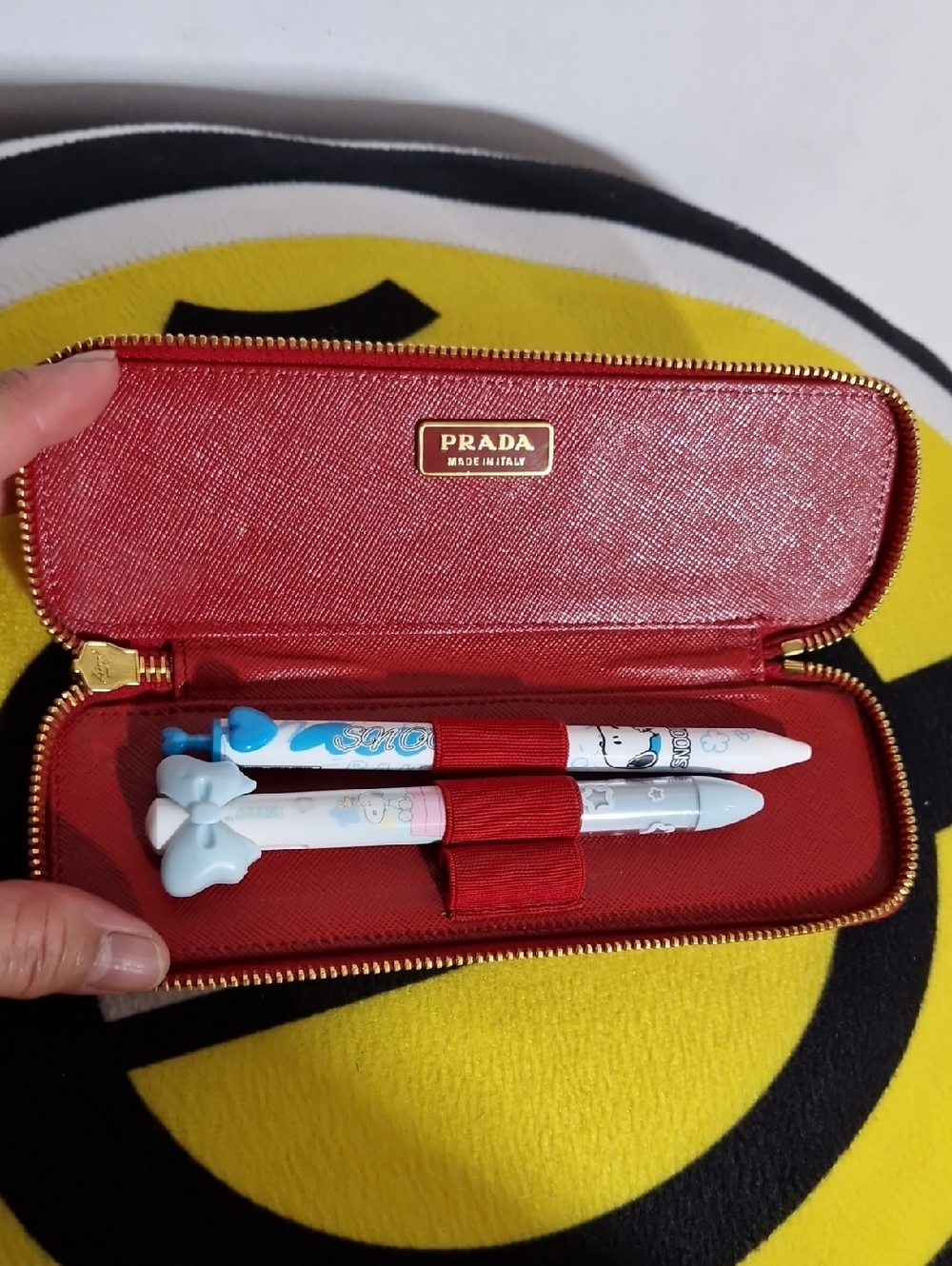 Prada Red Saffiano Zip Pen Case